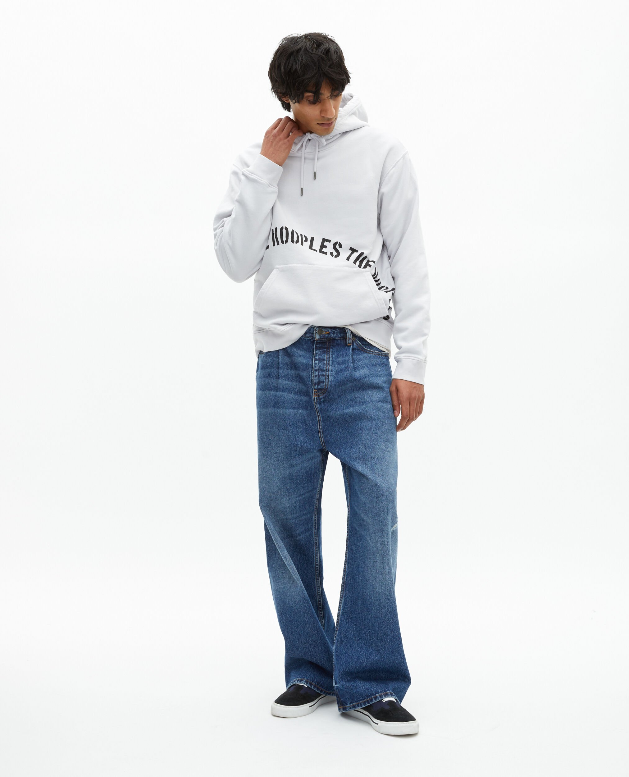 Sweatshirt à capuche avec sérigraphie gris