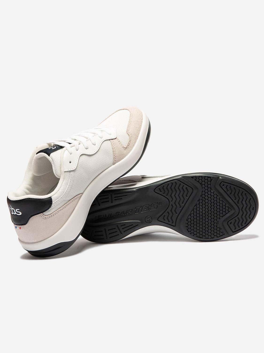 Baskets Homme Confort Dessus Cuir et Mesh Blanc