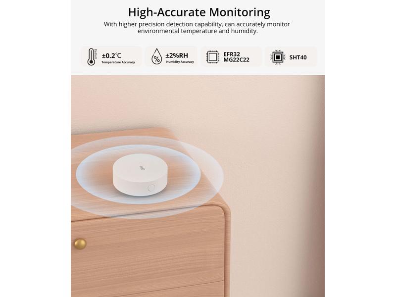 SONOFF Zigbee Temperatur- und Feuchtigkeitssensor SNZB-02P Sensor zur Erfassung von Temperatur und Luftfeuchtigkeit, Übermittlung des Raumklimas via App