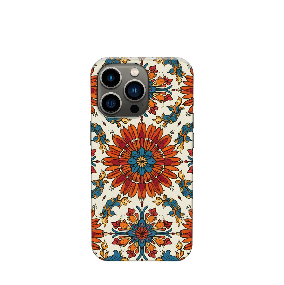 iPhone 13 Pro Kunststoff Hülle Majolika-Goldranken - Braun