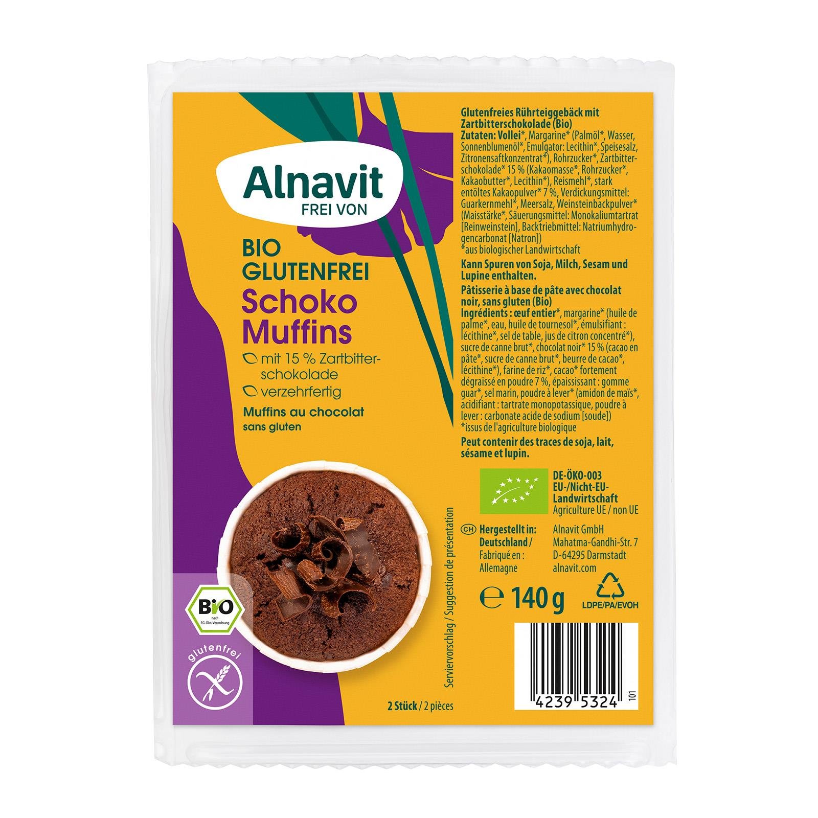 Alnavit Bio Schoko Muffins 2er Glutenfrei