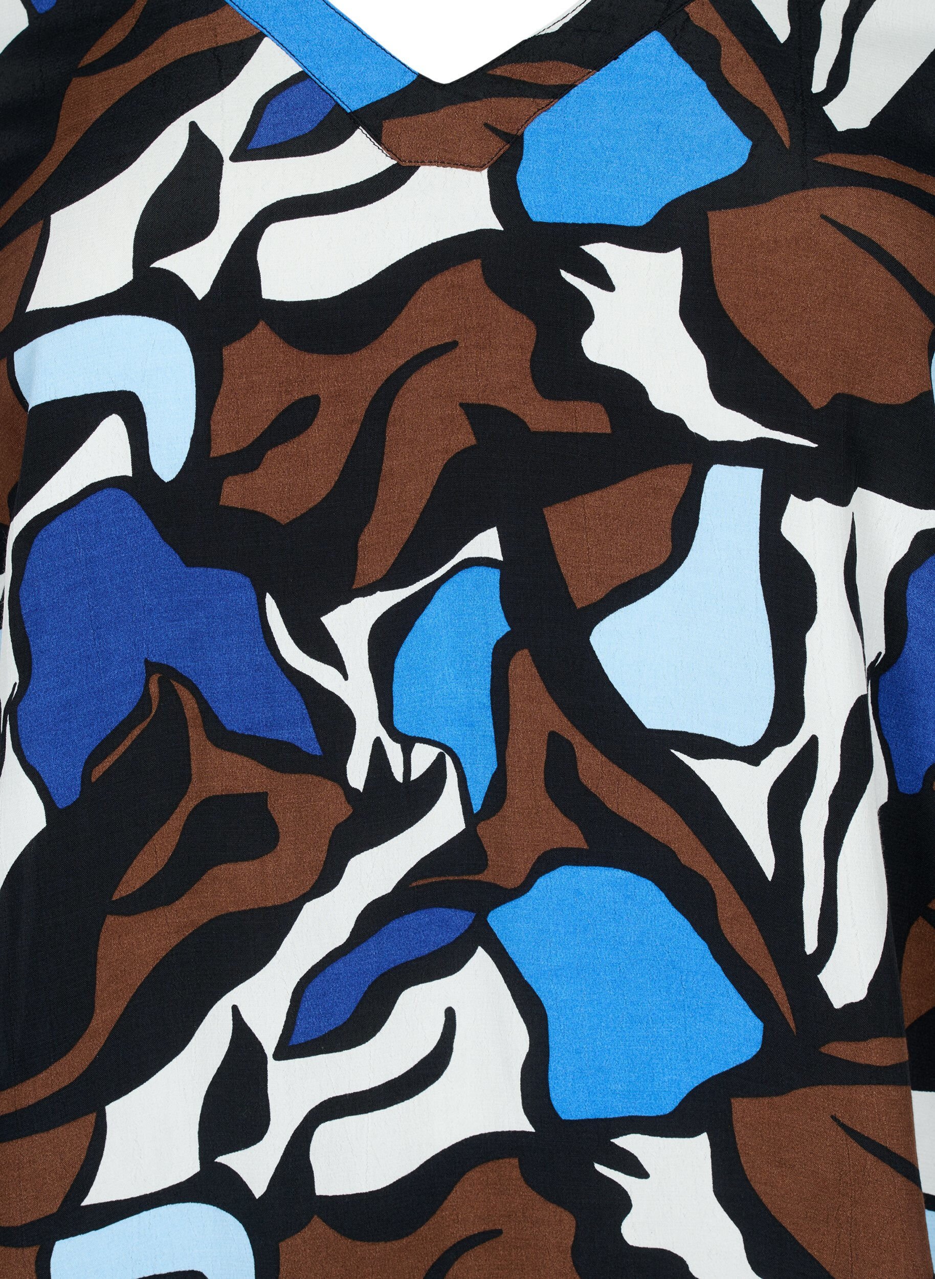 Bluse i viskose med print og smock