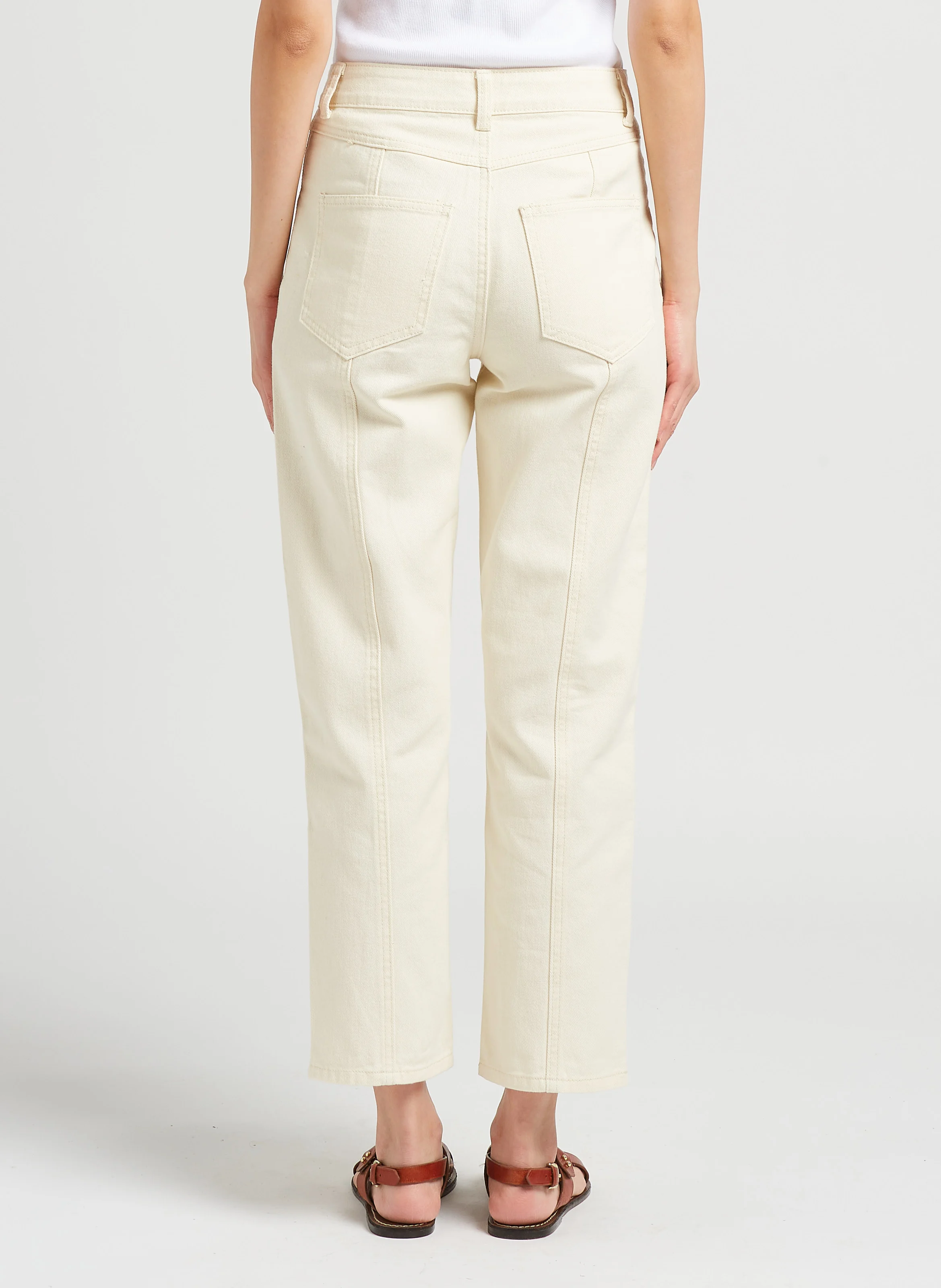 Jean droit en coton| Beige