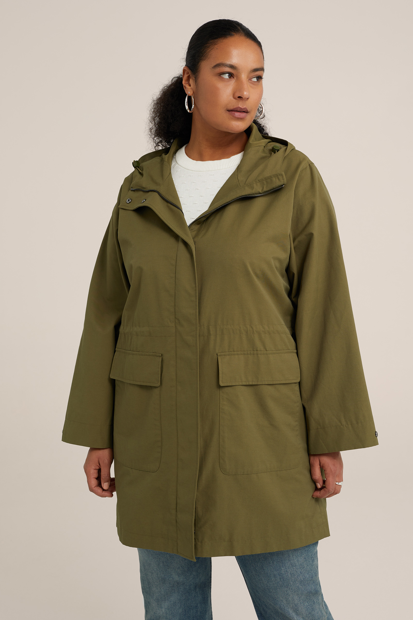 lichtgewicht parka - Curve WE Fashion Olijfgroen
