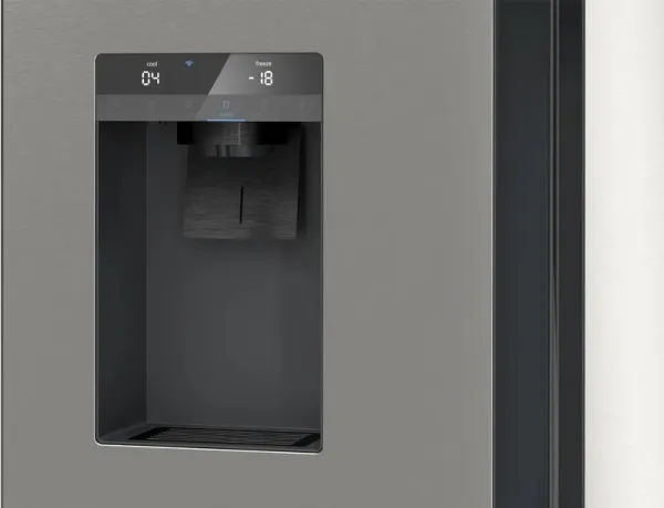 Siemens iQ500 KF96IAPEA - Køleskab/fryser - frans dør-bundfryser med isdispenser, vanddispenser - bredde: 90.5 cm - dybde: 73.1 cm - højde: 183 cm - 574 liter - Klasse E - børstet stål