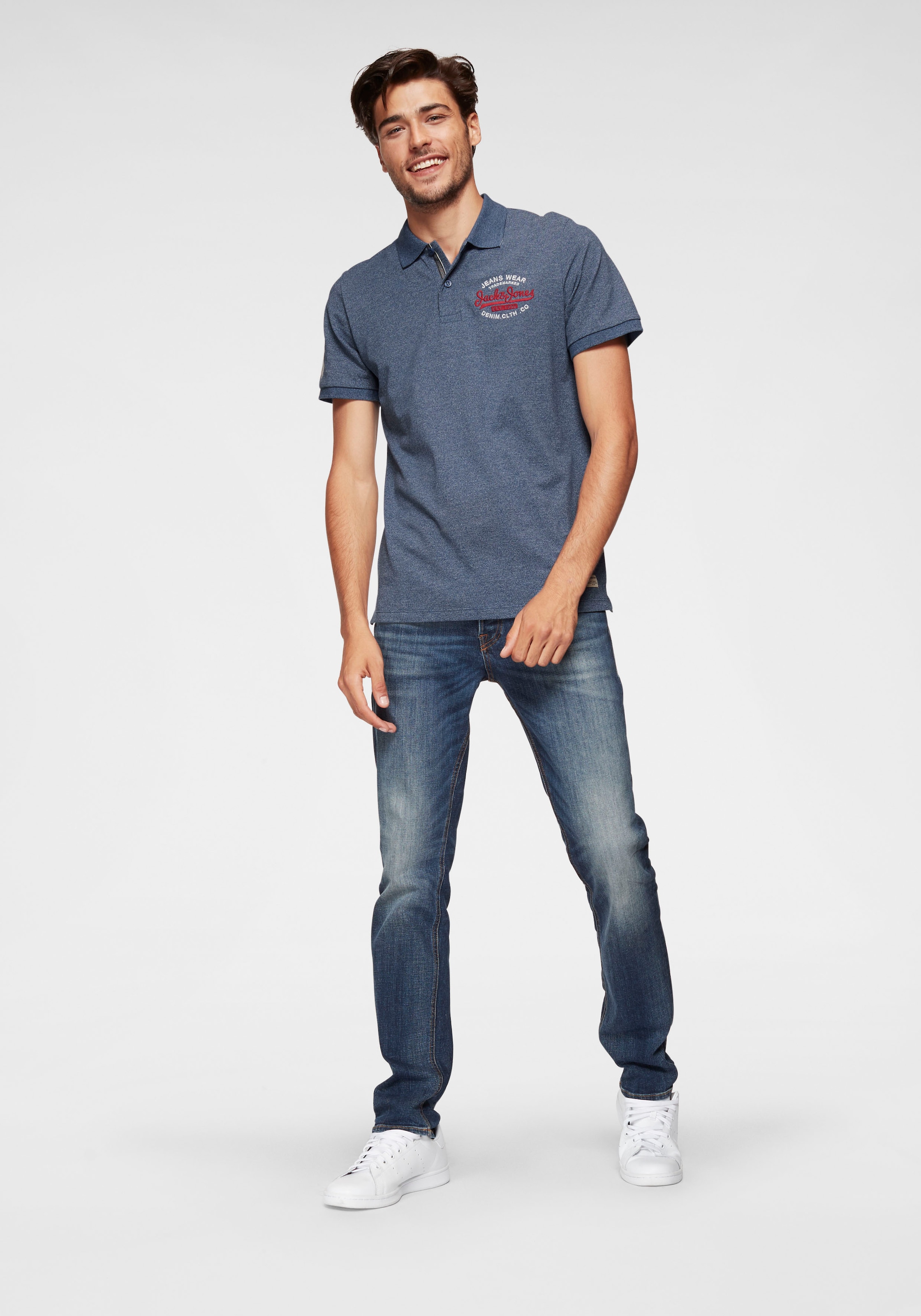 Jack & Jones Slim-fit-Jeans »JJITIM mit Waschung und praktischen Taschen«, Abriebeffekte, modisch, slim fit, Denim