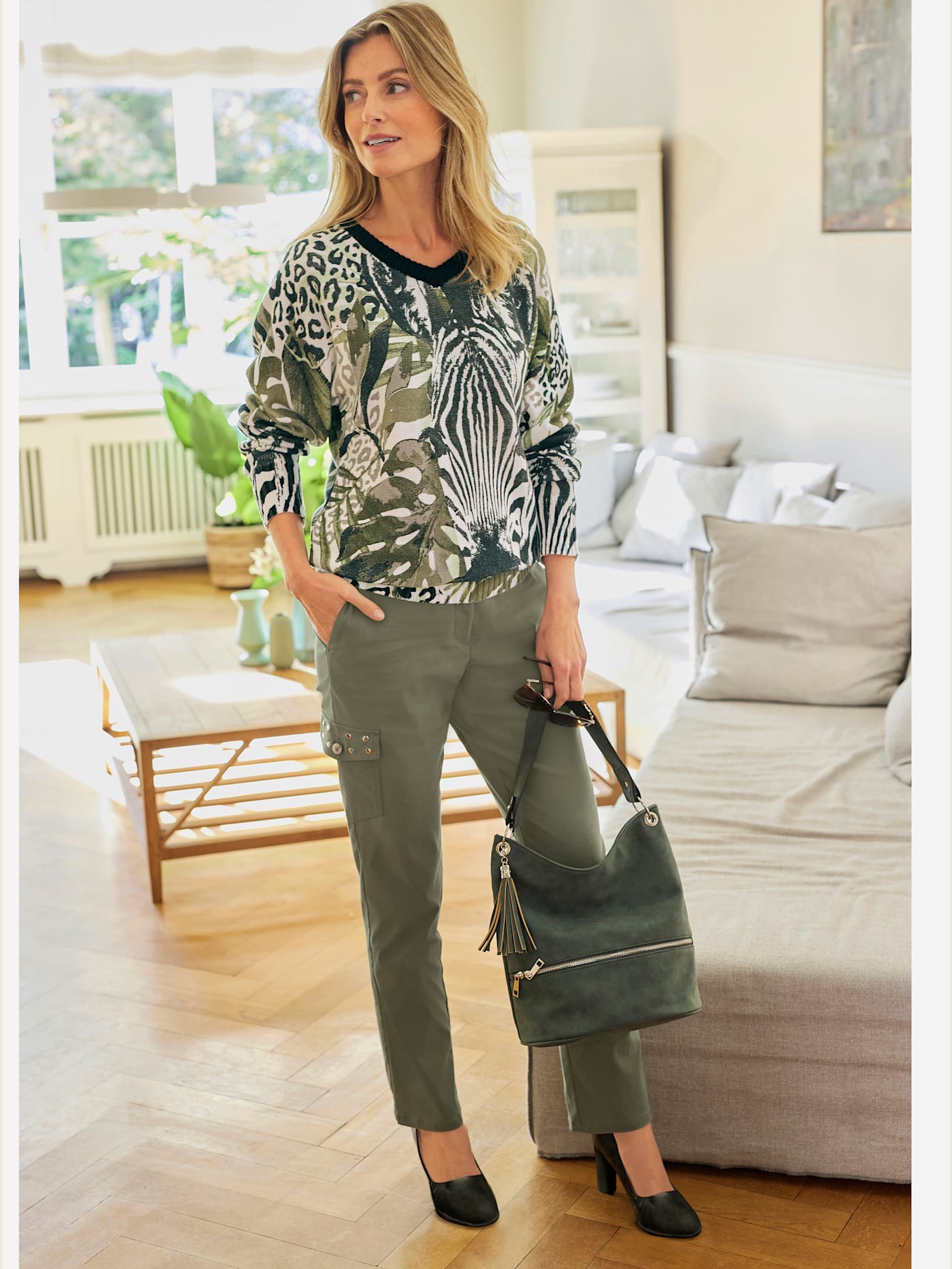 Pantalon cargo 97% coton