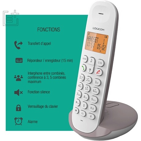 Téléphone sans fil Logicom DECT ILOA 155T SOLO TAUPE AVEC REPONDEUR