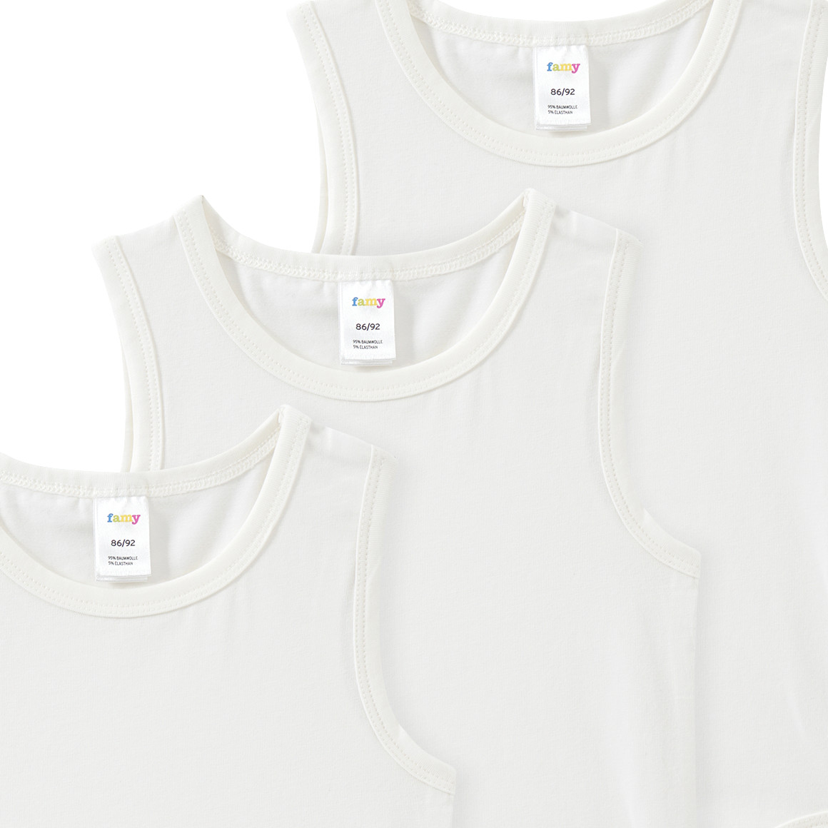 Famy 3 Baby Bodys in Unifarben weiss