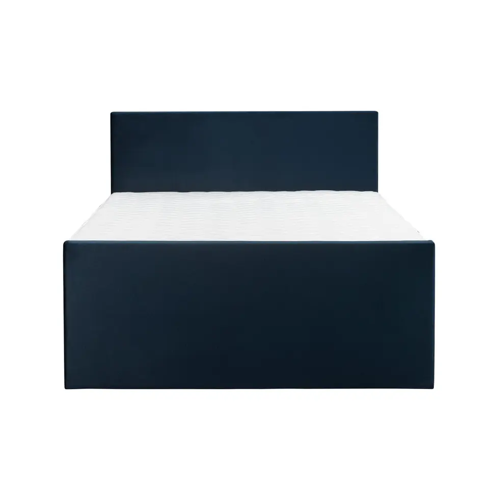 Boxspring met voetbord Liv egaal - blauw - 140x200 cm - slanke poot