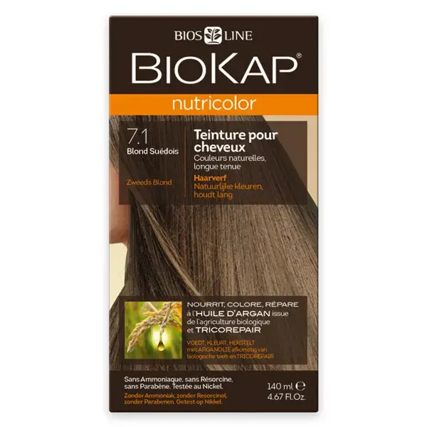 Biokap Nutricolor Tinta para Cabelo 7.1 Louro Sueco 140ml