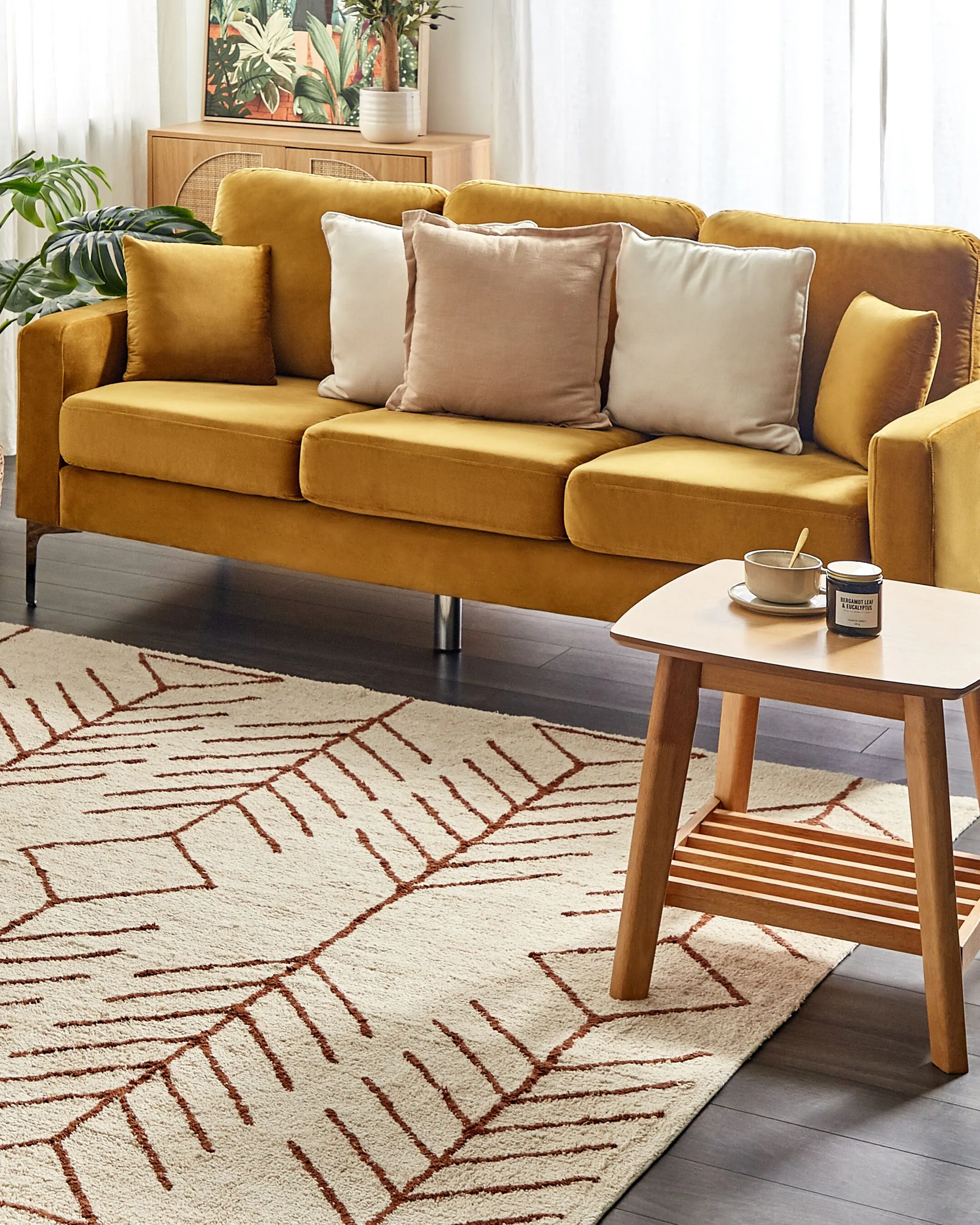 Vloerkleed AKOREN Beige 200 x 200 cm Katoen
