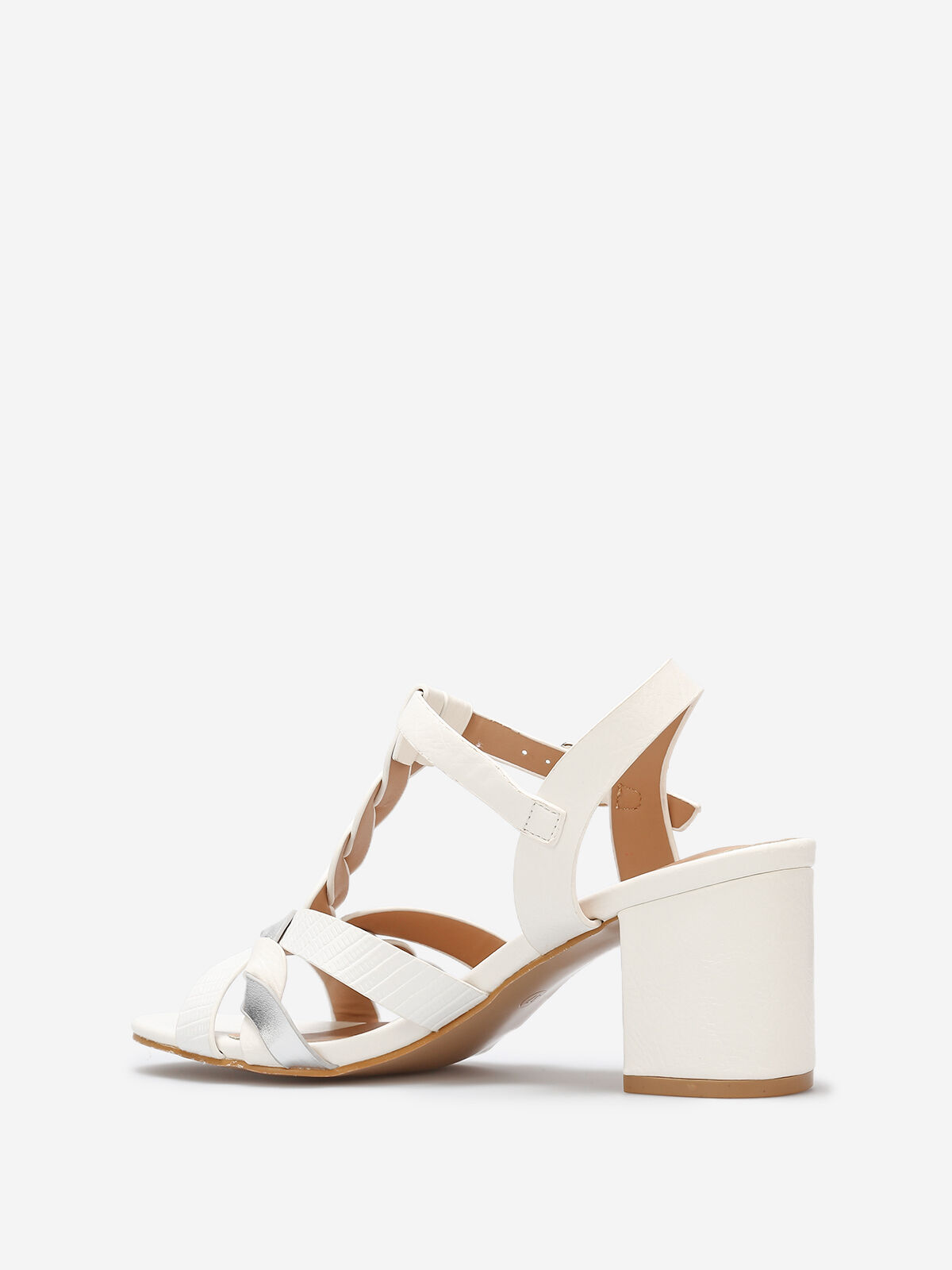 Sandales à brides tressées en T- Blanc