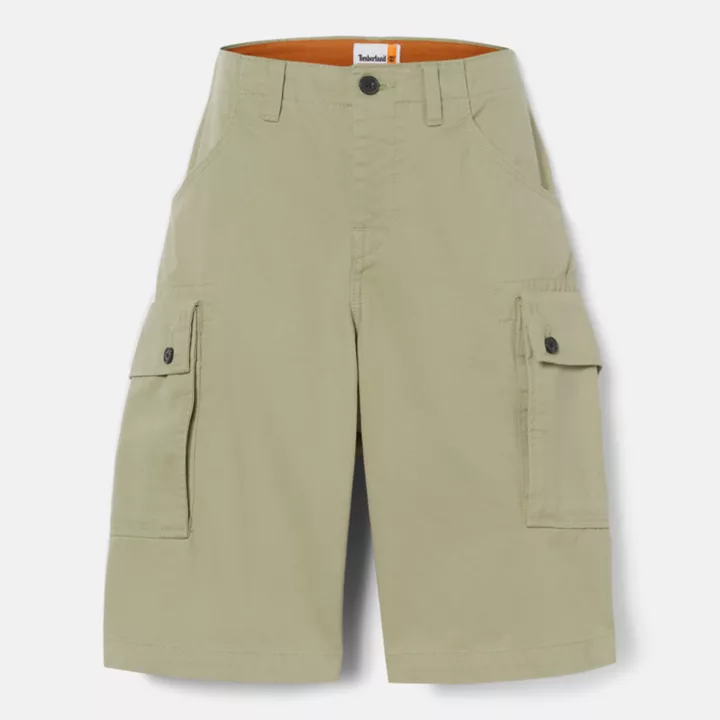 Short cargo en sergé pour homme en vert
