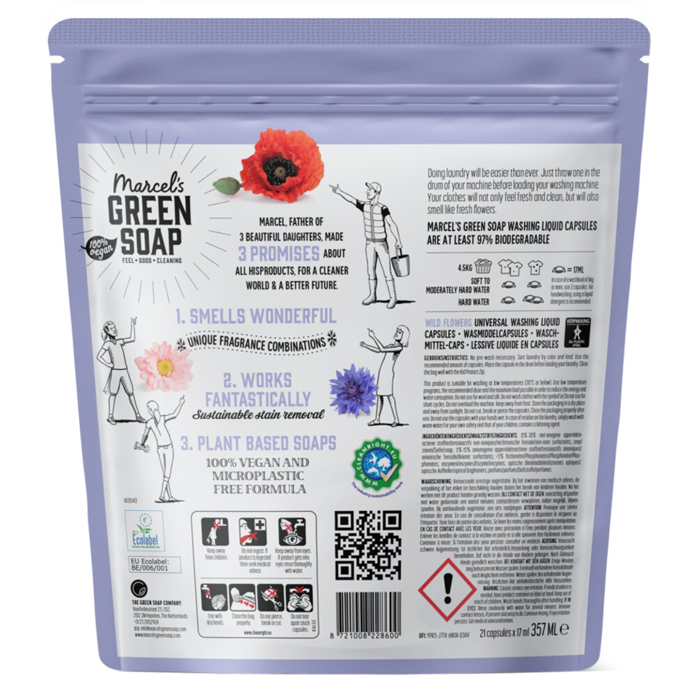 Marcel’s Green Soap Wascapsules wilde bloemen (21 capsules)