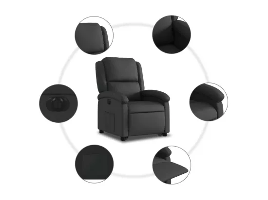 Fauteuil inclinable électrique noir cuir véritable
