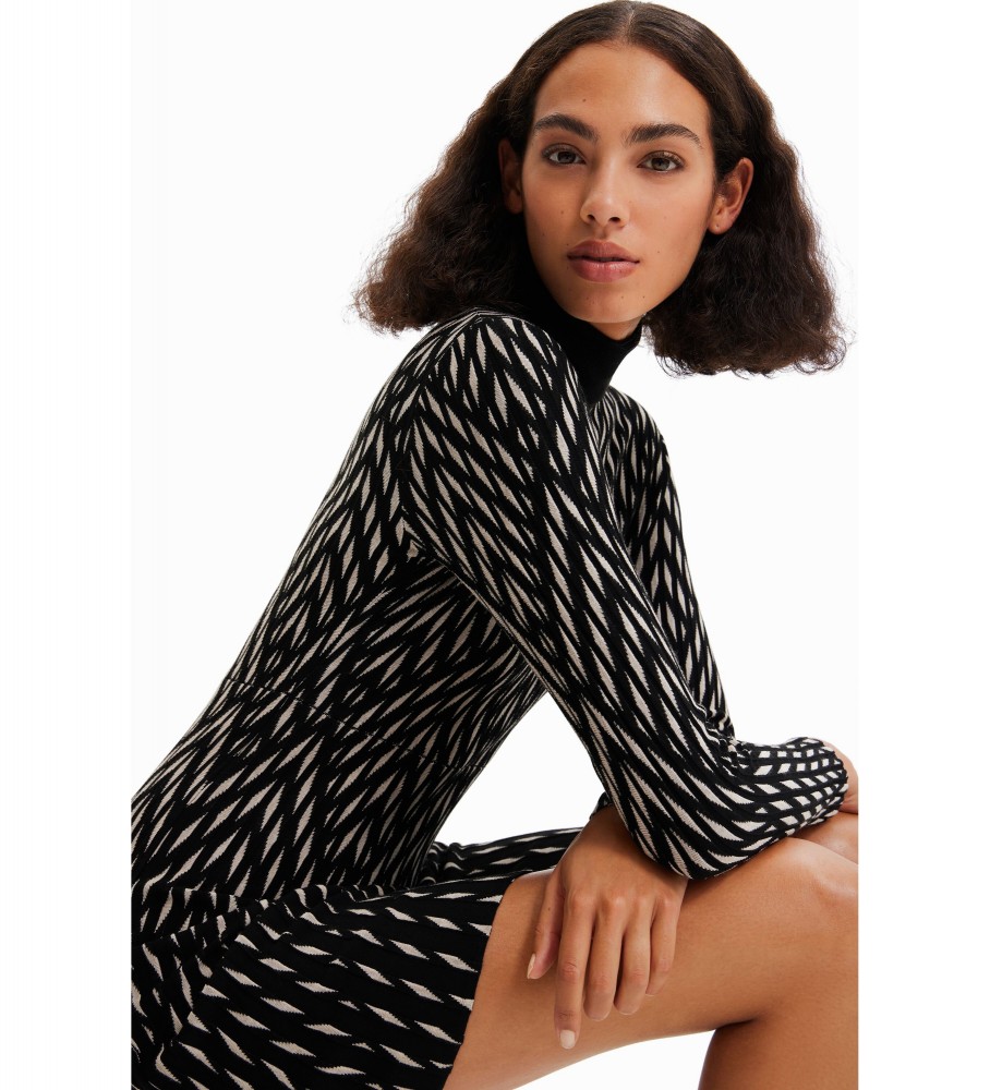 Vestido curto geométrico preto da Desigual