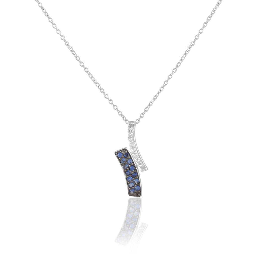 Collier Oumaima Or Blanc Saphir Diamant