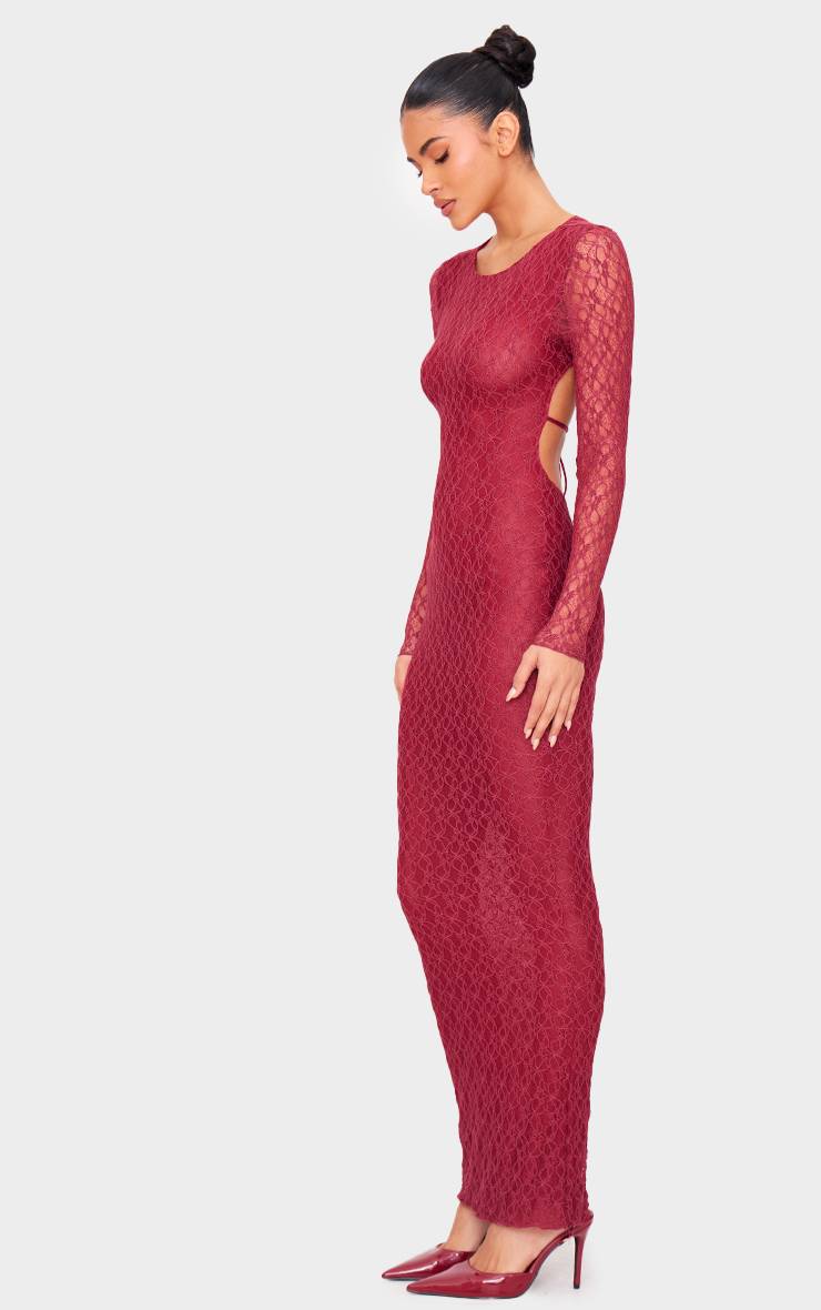 Robe Longue En Dentelle Dos Nu À Manches Longues