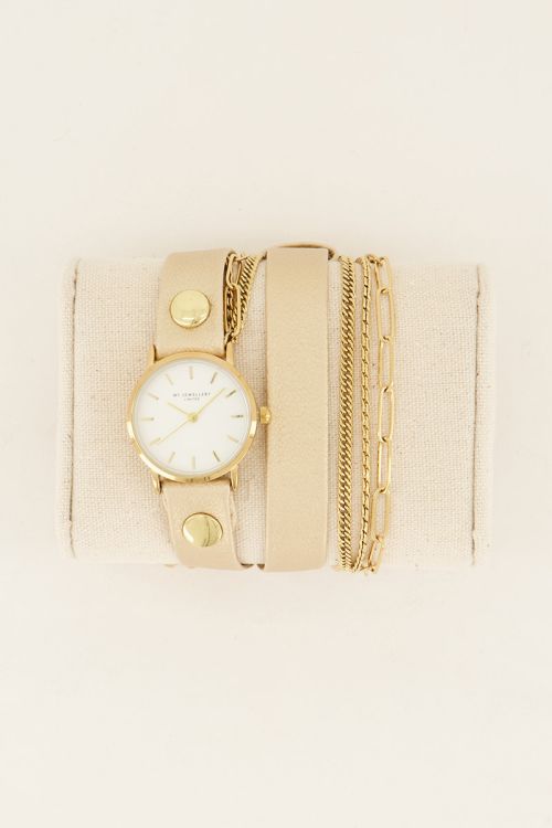 Metallic horloge met dubbele band