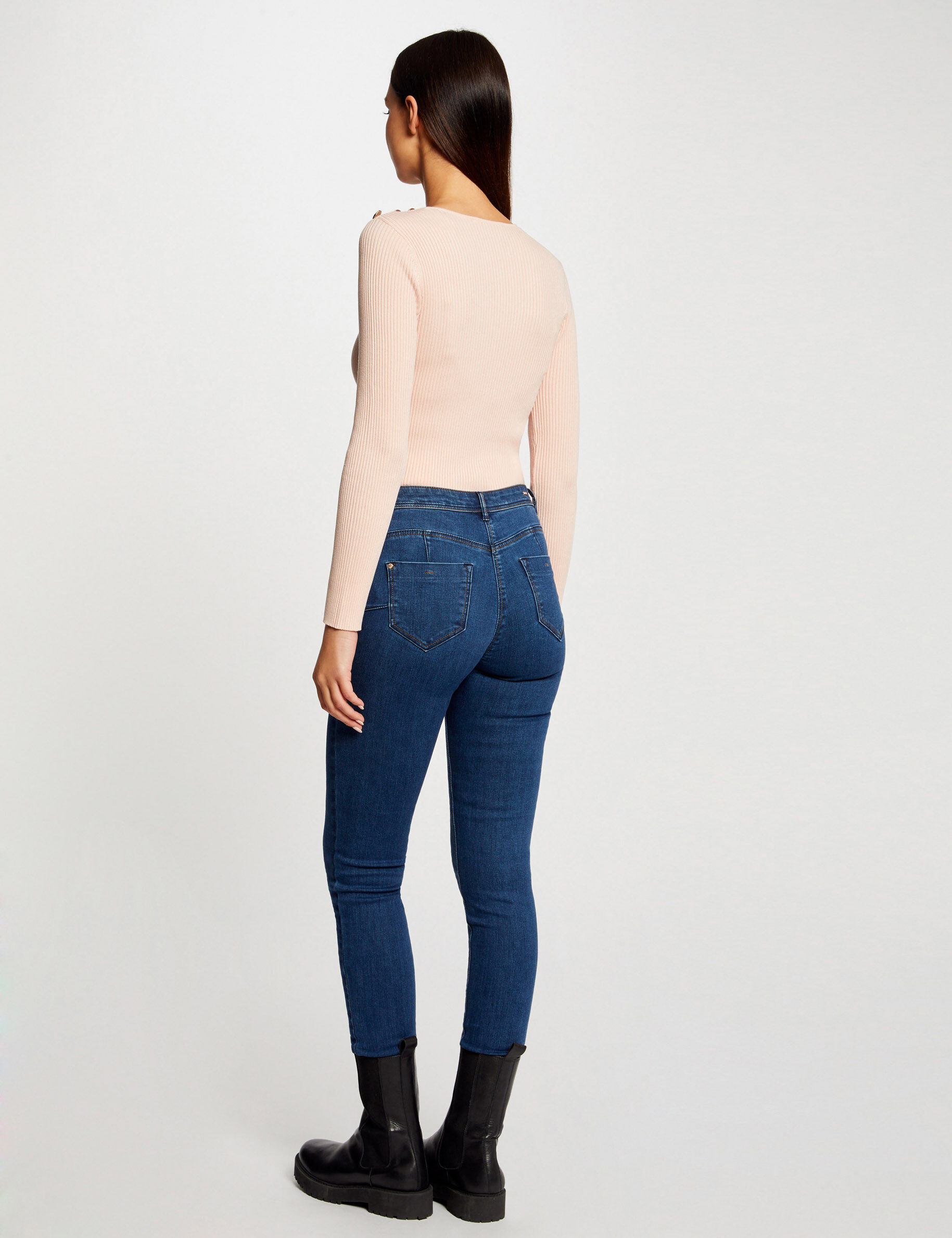 Pull manches longues avec boutons rose femme - rose