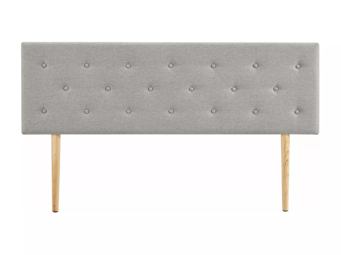 Tête de lit LULINE 160 capitonnée, En tissu rembourré, Pieds en bois, Design élégant, Pour lits 160 cm, Gris