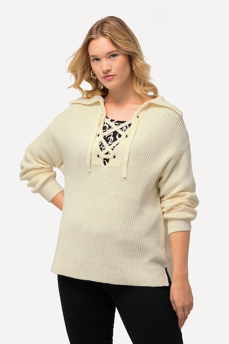 Pullover, Strukturstrick, Matrosenkragen, Langarm