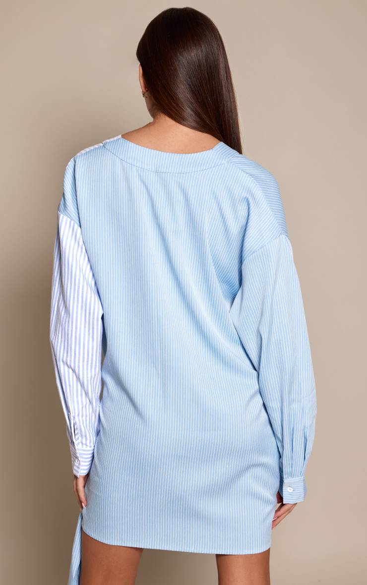 Robe Chemise À Manches Longues À Rayures Contrastées