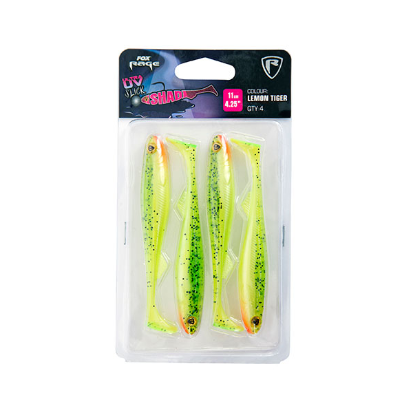 Fox Rage Slick Shad Lemon Tiger UV Packs 5pcs