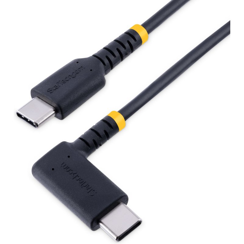 StarTech.com Câble de Charge Rapide USB-C de 1m, Robuste, Coudé à Droite, Charge et Synchronisation, 60W (3A) PD, USB 2.0, Gaine TPE et Fibre d'Aramide - Cordon de Charge USB C