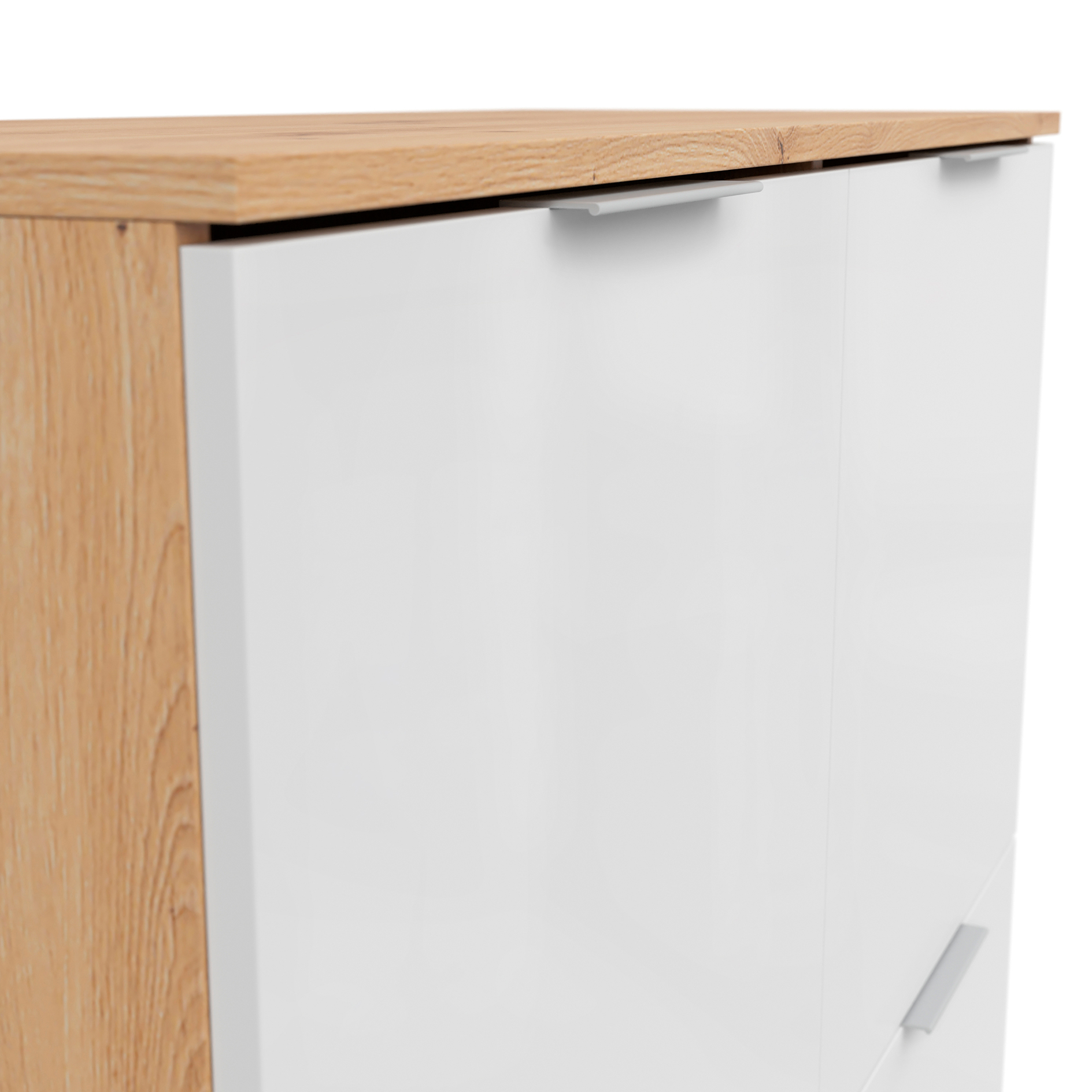 Kommode - weiß Glanz - Artisan Eiche - 104 cm breit