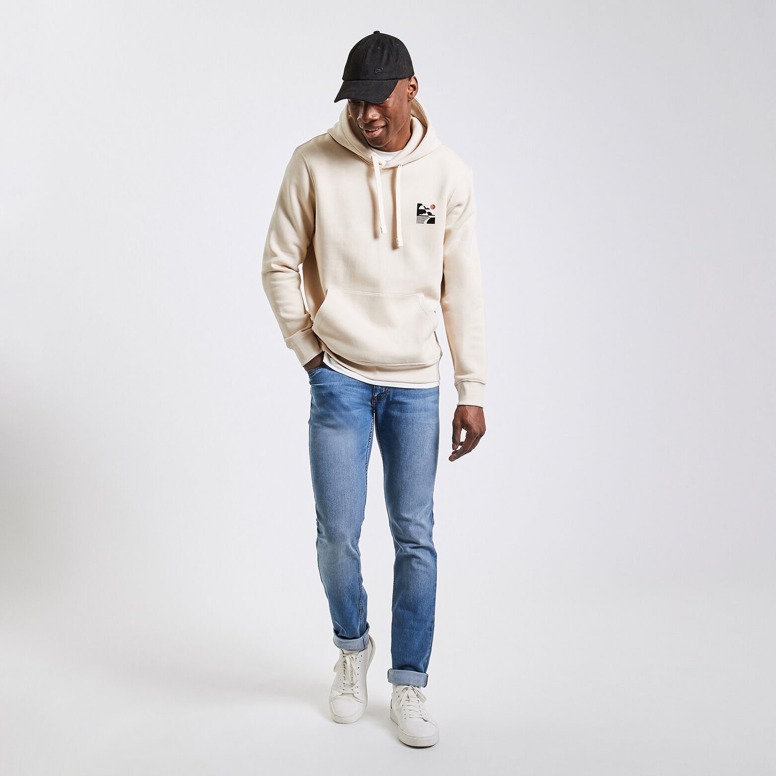 Jean slim en coton et polyester recyclés Bleu