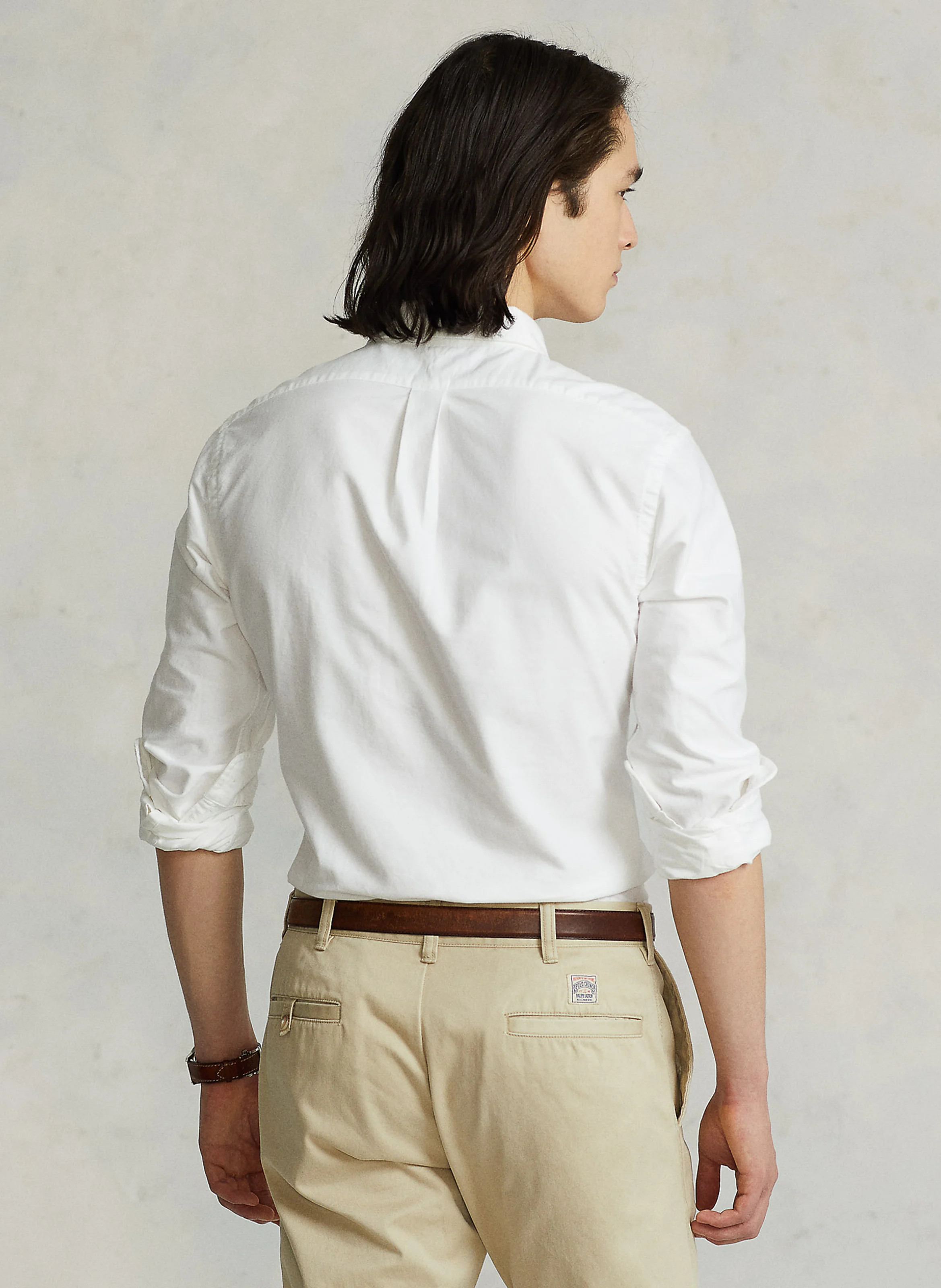 Chemise col américain slim-fit en Oxford de coton | Blanc