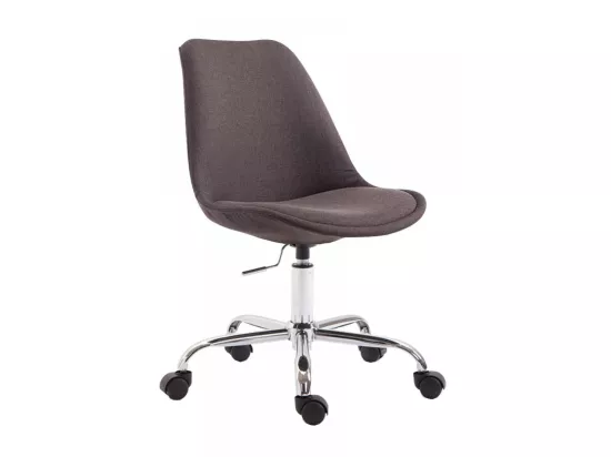 Chaise de bureau - Tissu & Métal chromé - Gris foncé - Toulouse