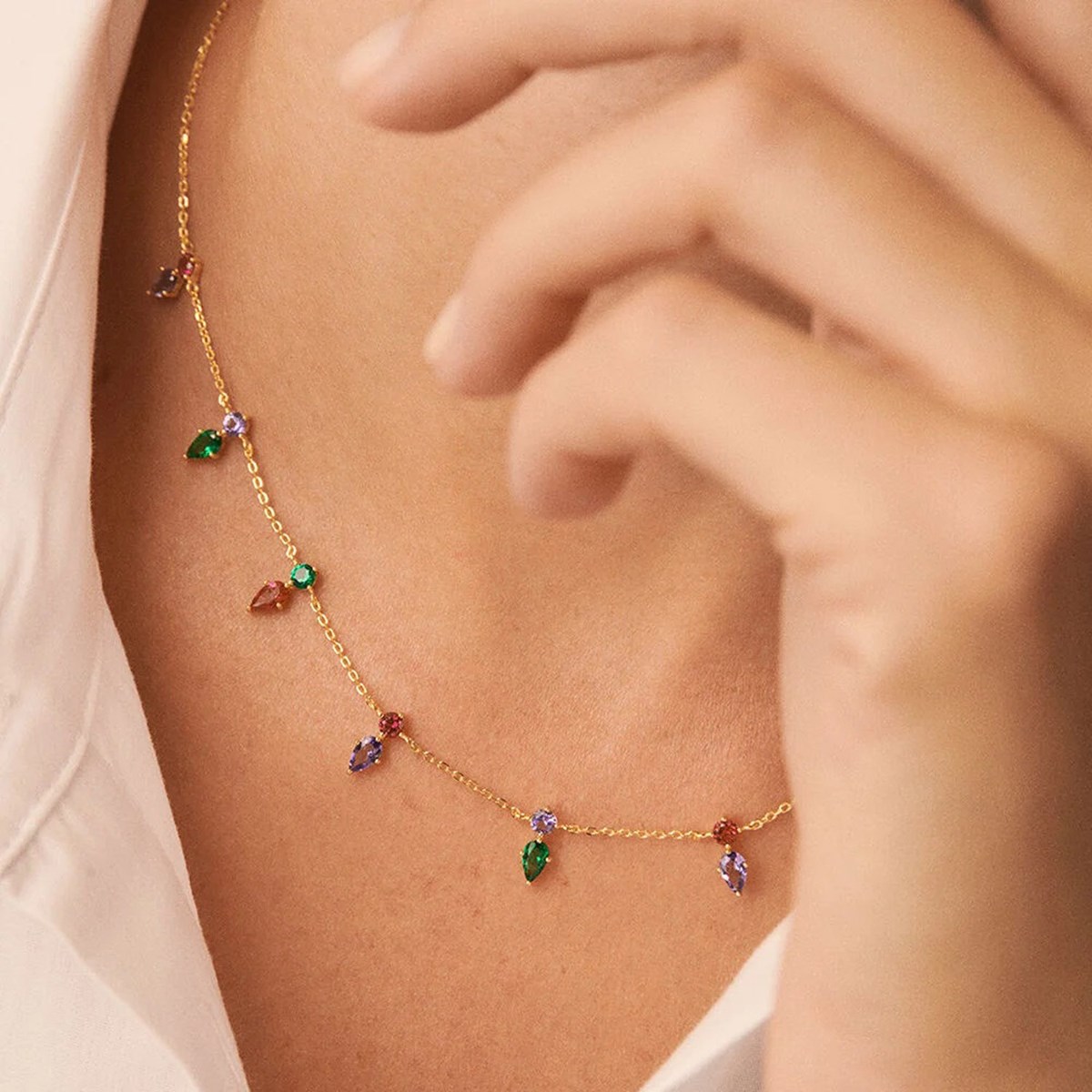Collier Agatha Astro argent doré pampilles oxydes