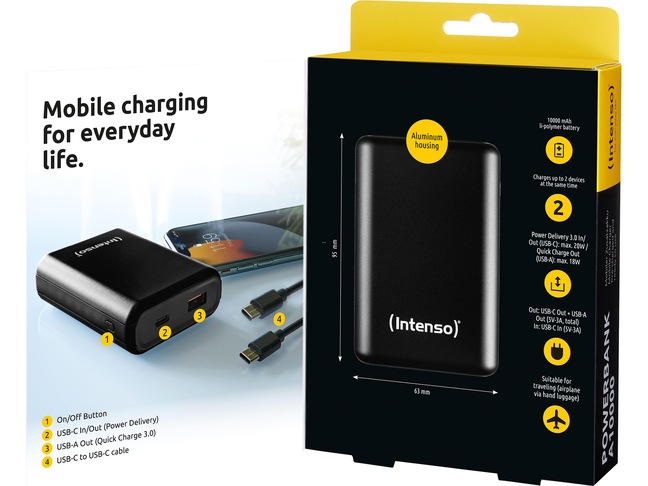 (20W) A10000 10000mAh USB C / USB A Powerbank Power Delivery Ladegerät   LED Anzeige (7322430) - Anthrazit