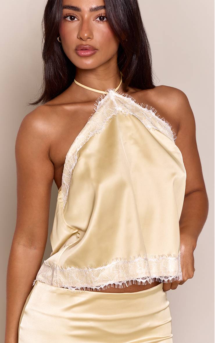 Citron Top Caraco Dos Nu En Satin Petite