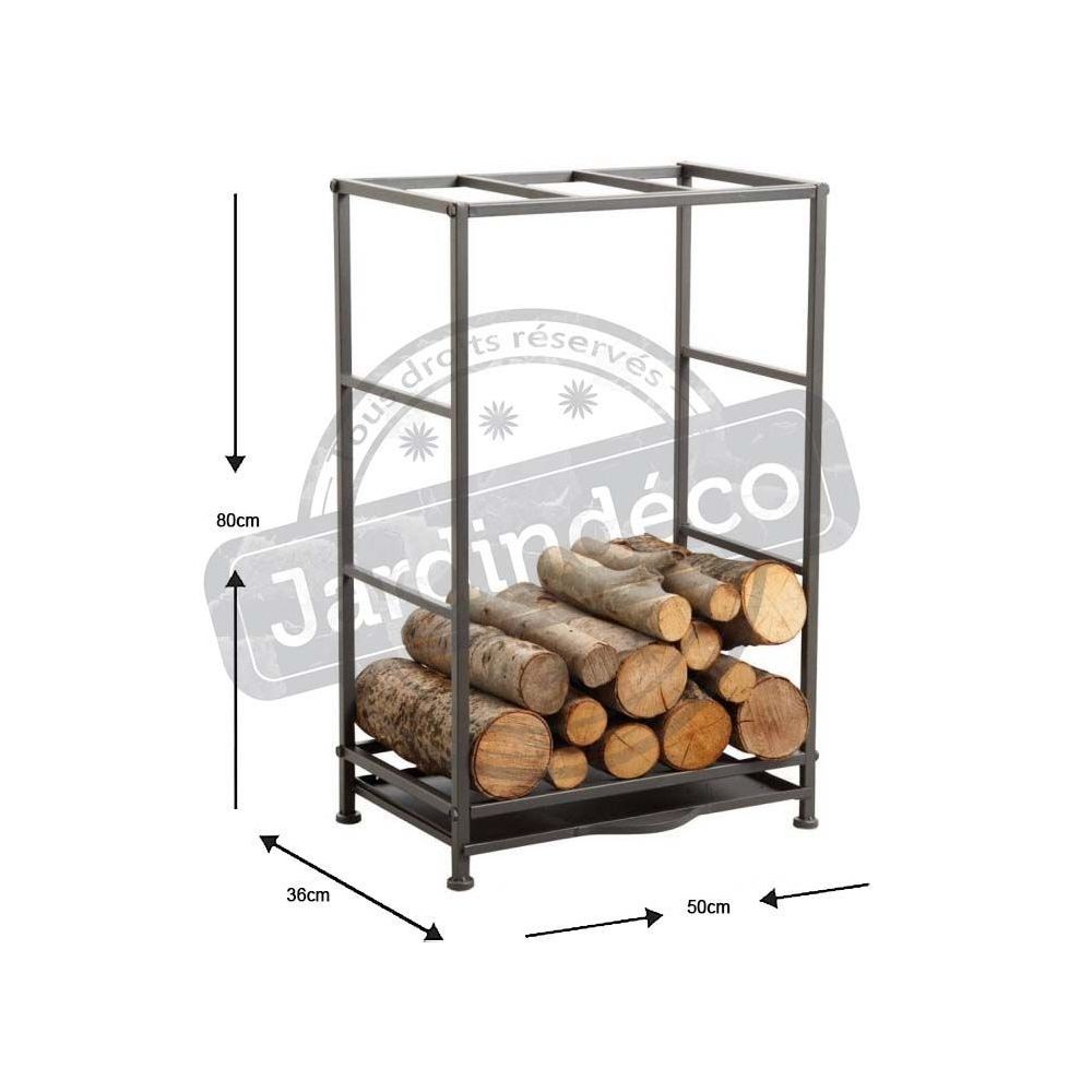 Rack porte-bûches en métal avec tiroir à poussière