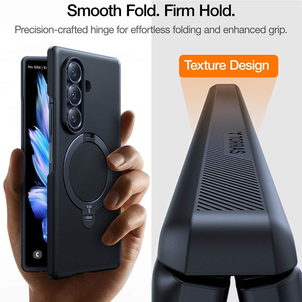 Samsung Galaxy Z Fold7 Ostand Q3 Spin Hardcase Hülle mit Kickstand Haltering   2x Displayschutzglas - Schwarz
