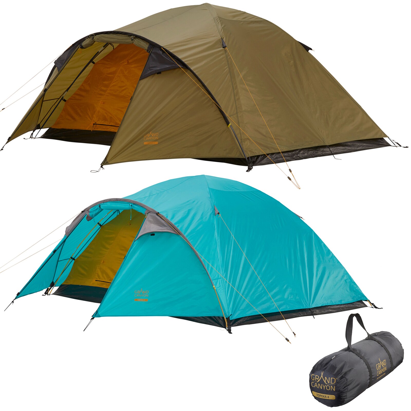 GRAND CANYON Iglu Zelt Topeka 4 Personen Kuppel Trekking Camping Leicht Vorraum Farbe: Capulet Olive