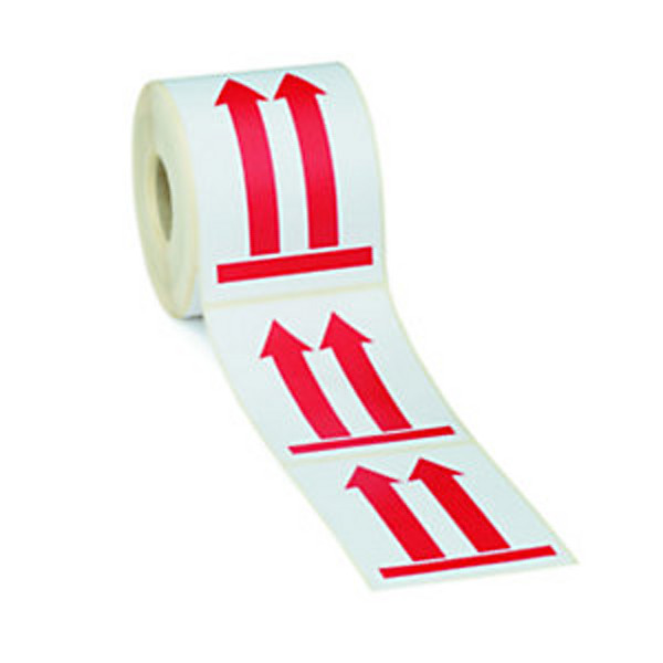 Étiquette adhésive pré-imprimée - 2 flèches rouges vers le haut - 1000 étiquettes 9 x 13 cm