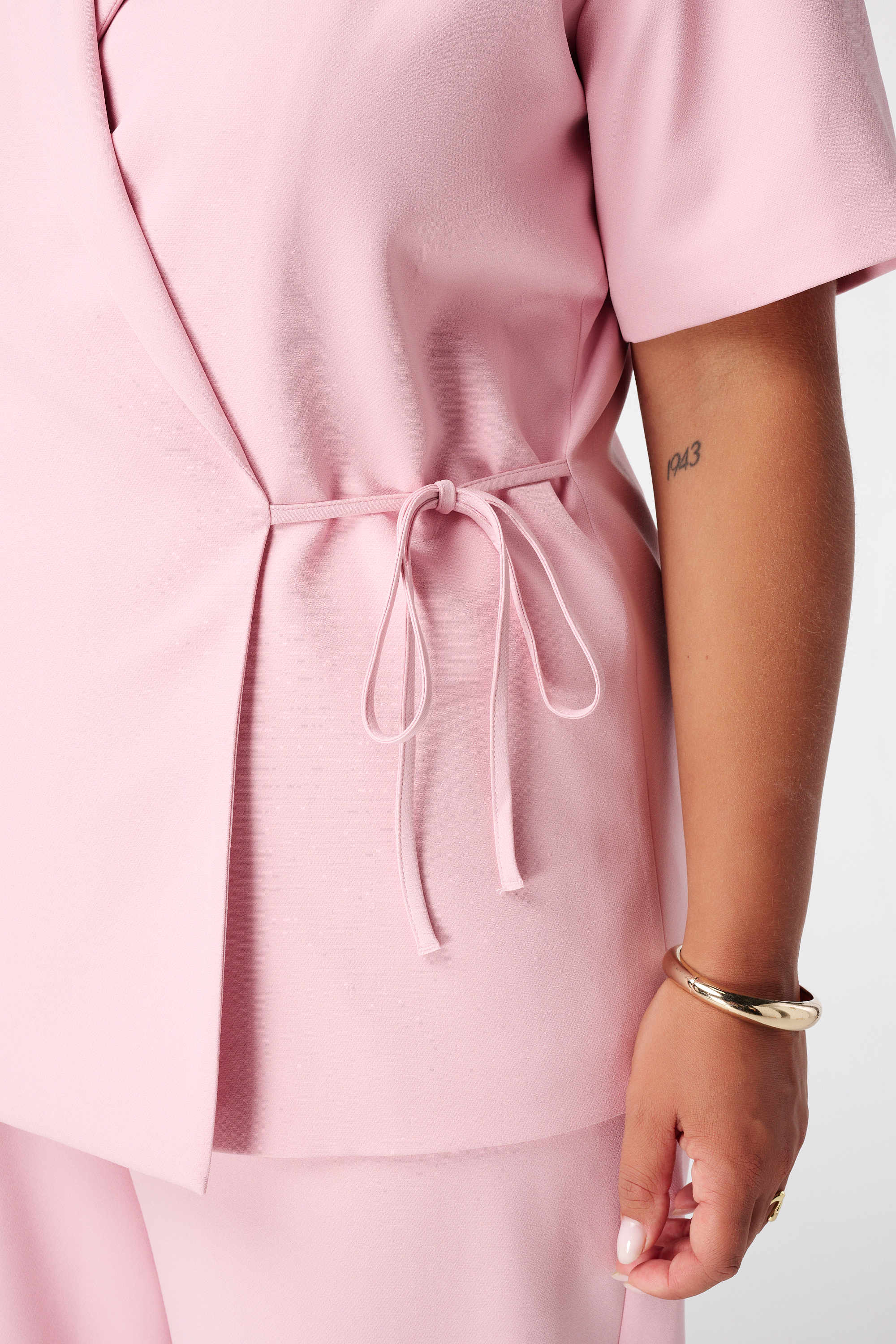 Overslag blazer korte mouwen Licht pink