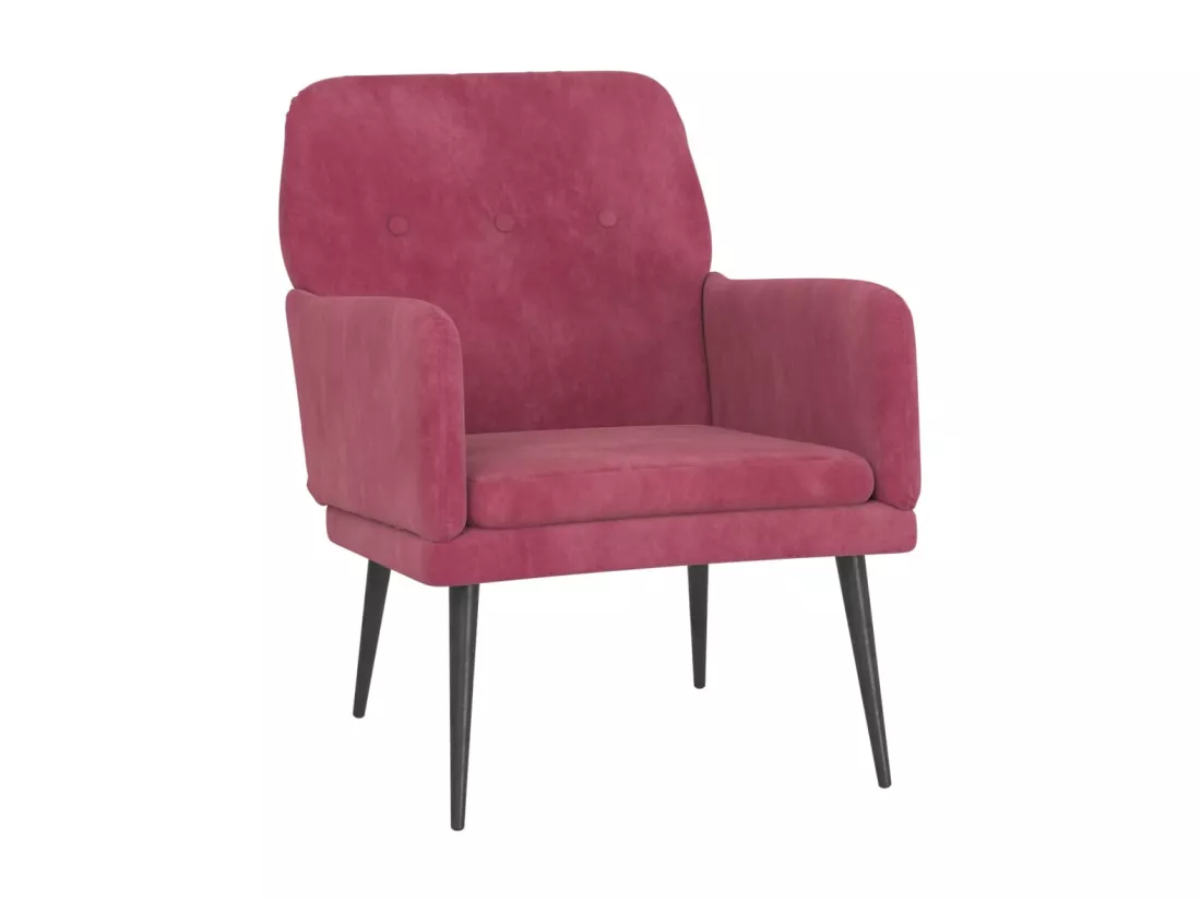 Fauteuil Rouge bordeaux 62x79x79 cm Velours