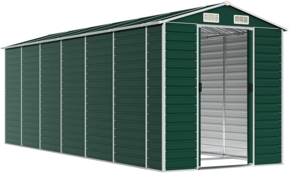 vidaXL Gerätehaus Grün 191x555x198 cm Verzinkter Stahl
