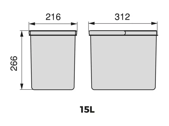 Poubelle pour tiroir de cuisine 15 litres Recycle