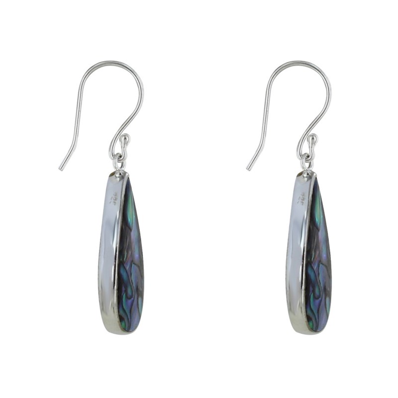 Boucles d'Oreilles Argent Réversible Goutte Nacre Ivoire et Abalone