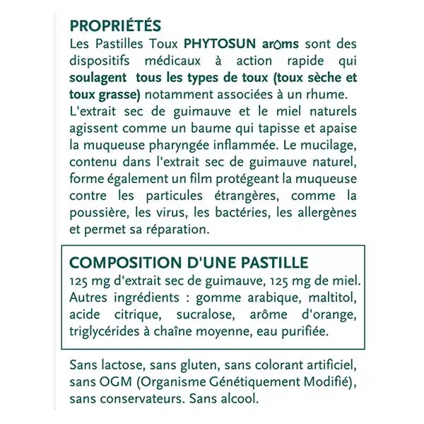Phytosun Arôms Pastilles Toux 20 Pastilles