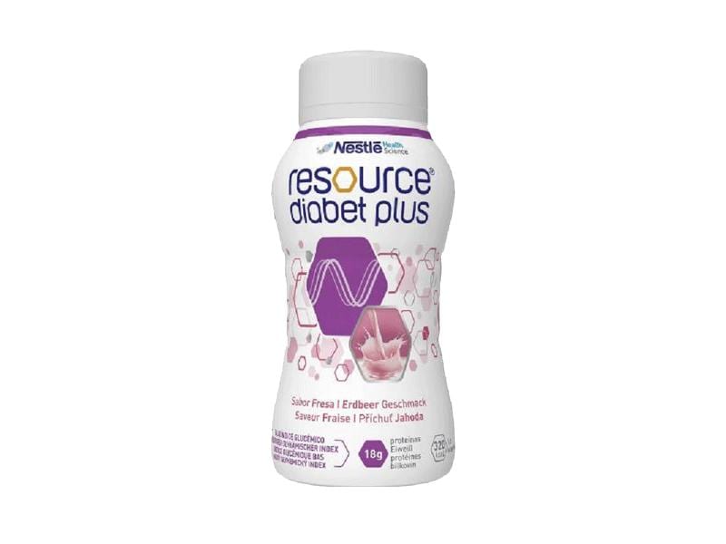 Resource Diabet Plus Erdbeer 4 x 200 ml Hochkalorische Trinknahrung für besondere medizinische Zwecke