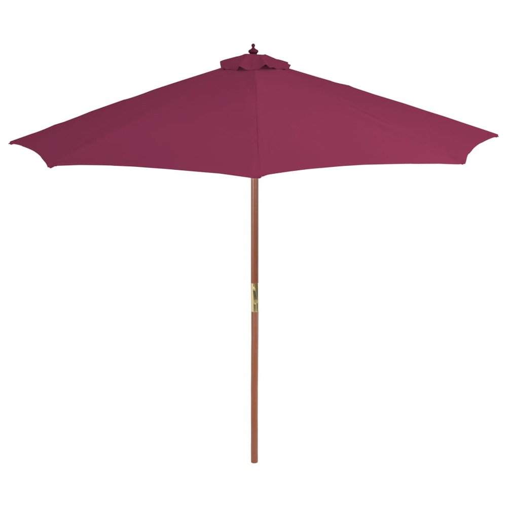 Parasol avec mât en bois 300 cm rouge bordeaux