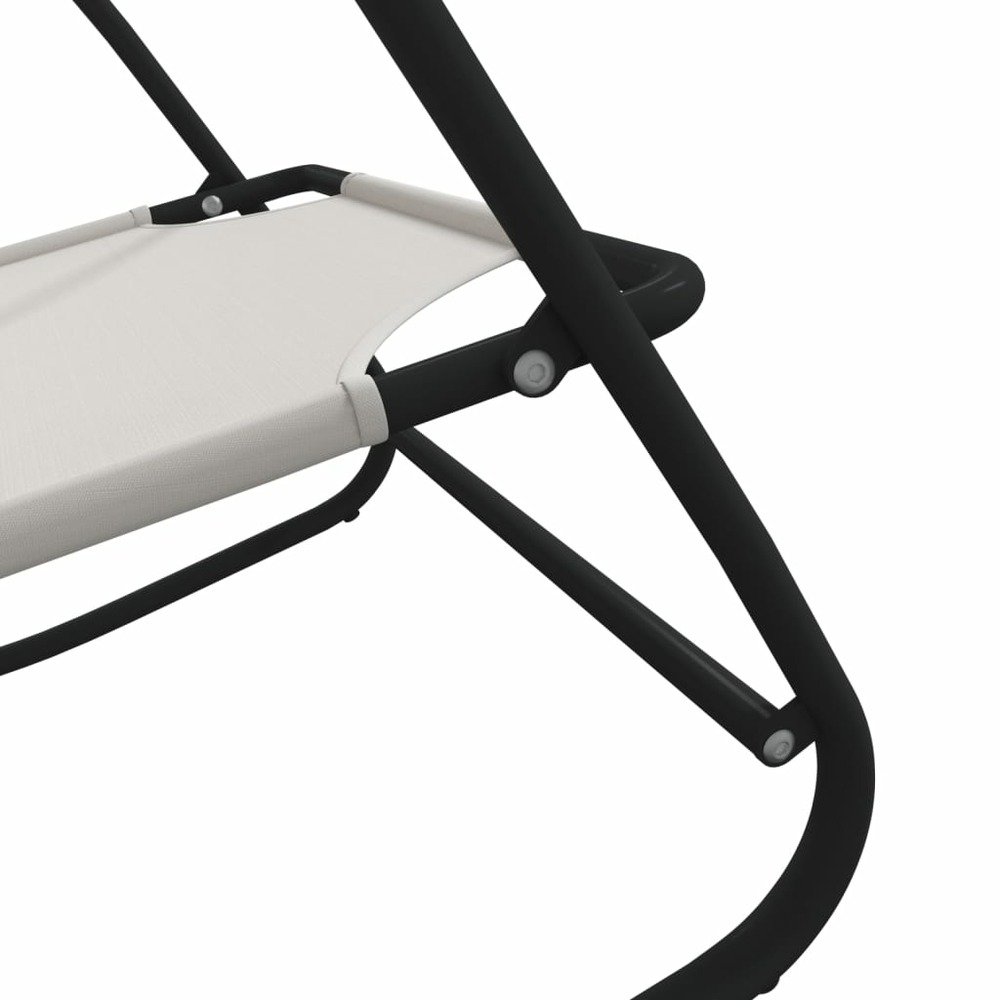 Transat chaise longue bain de soleil lit de jardin terrasse meuble d'extérieur à bascule acier et textilène crème